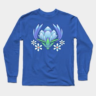 Blue Flower Design Long Sleeve T-Shirt